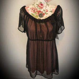 Japanese Weekend chiffon babydoll top w tank liner